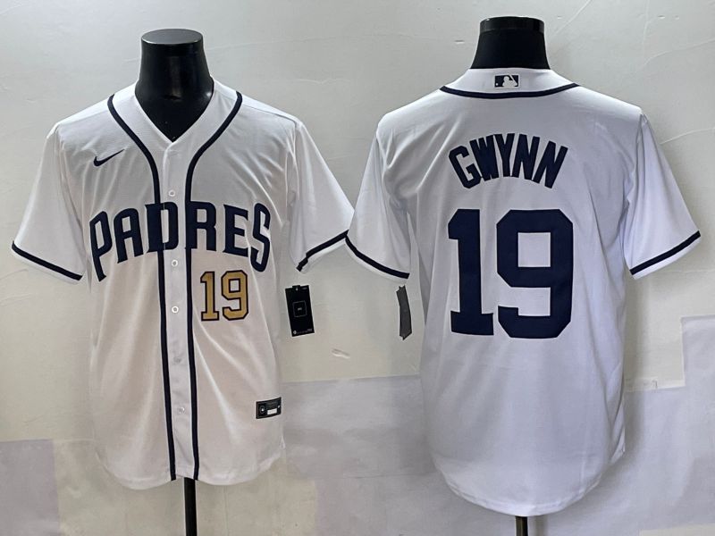 Men 2025 San Diego Padres #19 Gwynn White Game Nike MLB Jersey style 25